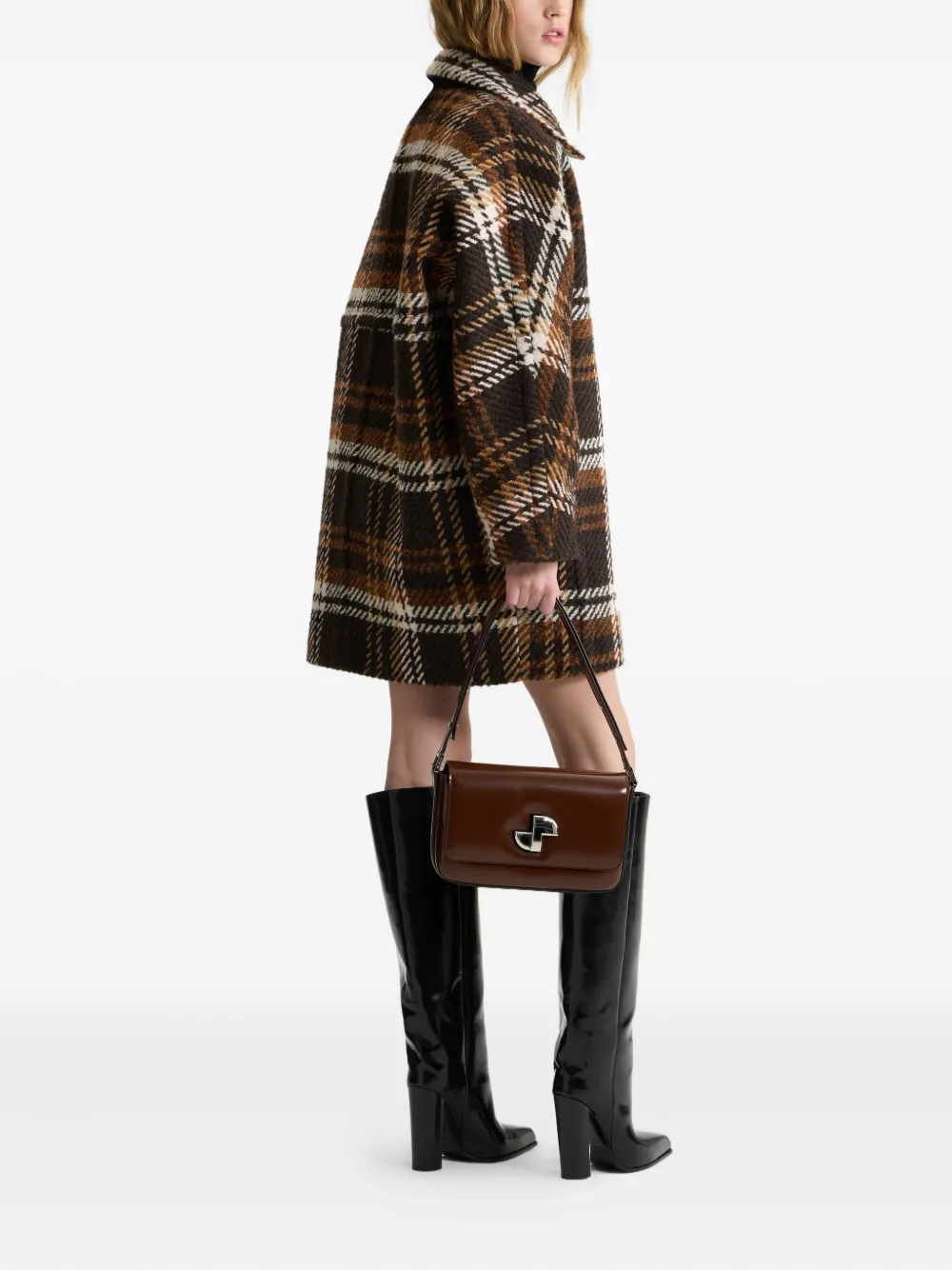 Patou Geruite wollen mantel Bruin