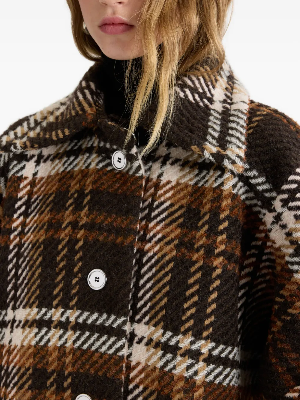 Patou Geruite wollen mantel Bruin