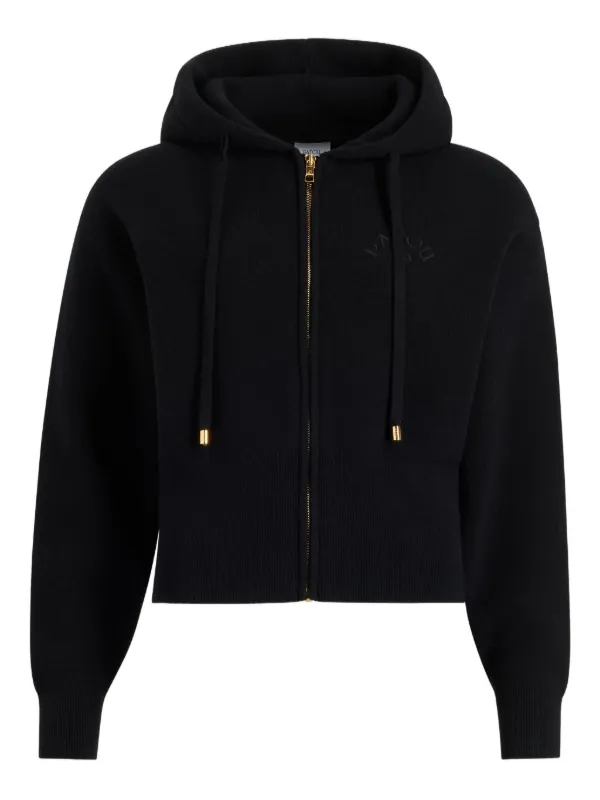 Patou Logo-embroidered Zip-up Hoodie in Black