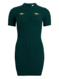 Patou cable-knit gold-button mini dress - Green