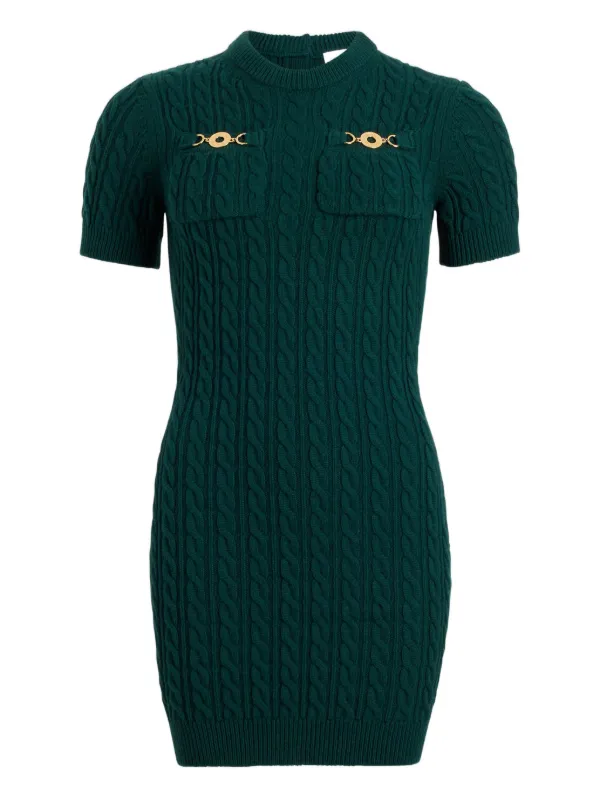slim fit dress slacks Navy blue knit dress with gold buttons – Chic elegance main image 1