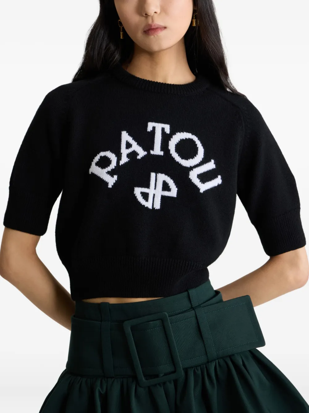 Patou Trui met geborduurd logo Zwart