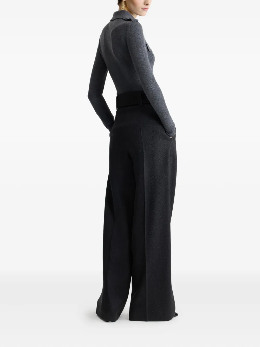 Patou Geribbeld vest met kraag Grijs