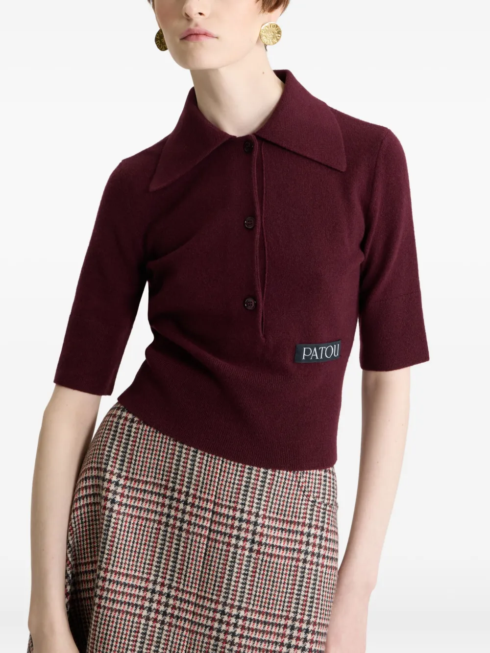Patou Logo-patch Polo Top In Red