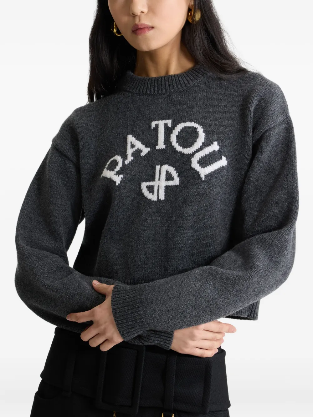 Patou logo-intarsia wool jumper Grijs