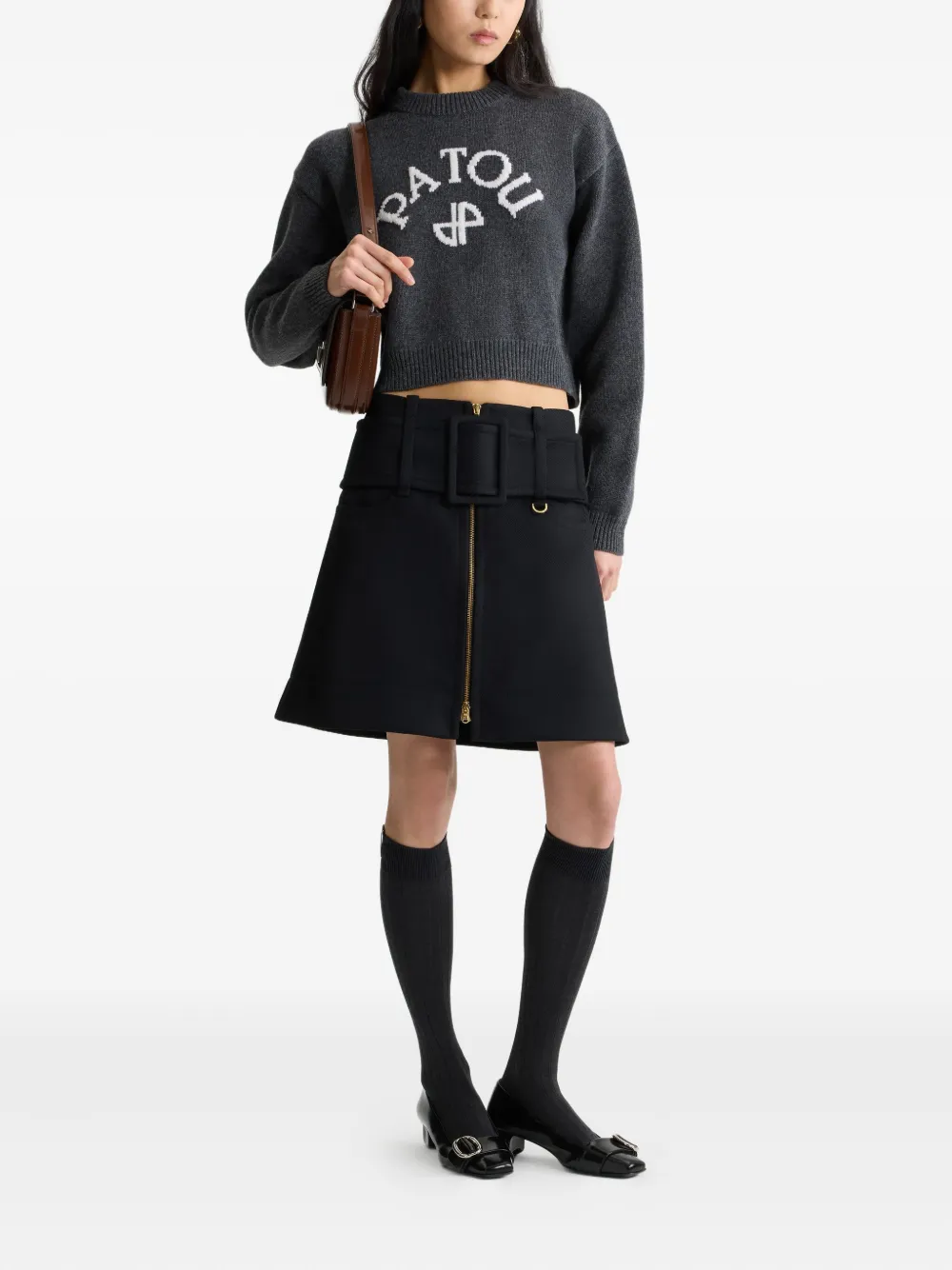 Patou logo-intarsia wool jumper Grijs