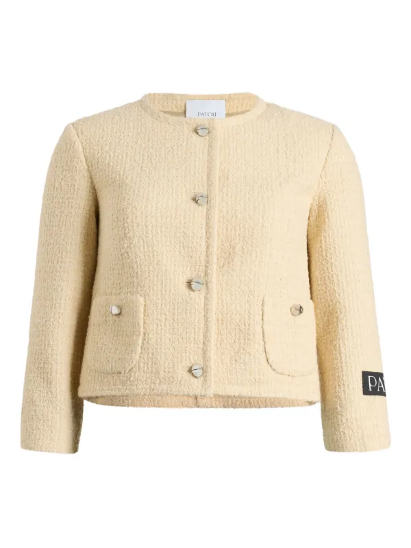 PATOU ツイードジャケット Patou ノーカラー ツイードジャケット | ニュートラル | FARFETCH JP