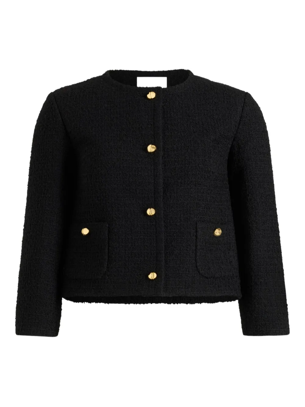 collarless tweed jacket