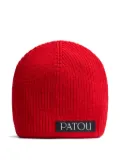 Patou logo-tag wool beanie - Red