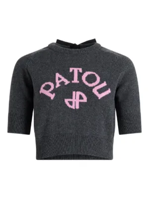 PATOU パトゥ ワンポイントロゴ 長袖 ハイネックニット グレー S PATOU（パトゥ）ニットウェア - FARFETCH