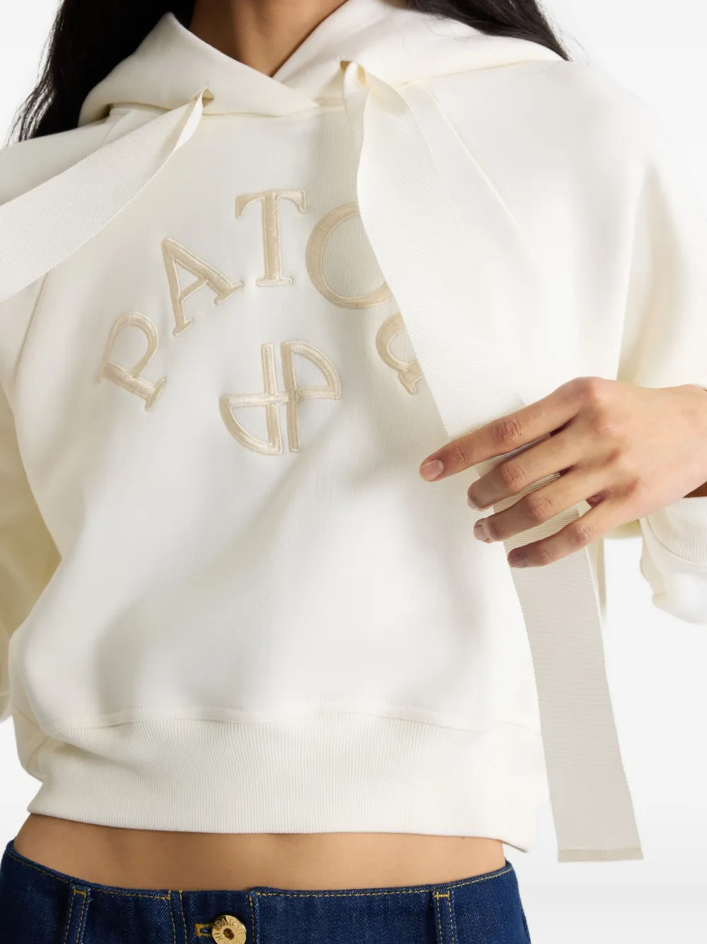 Patou Hoodie met geborduurd logo Beige