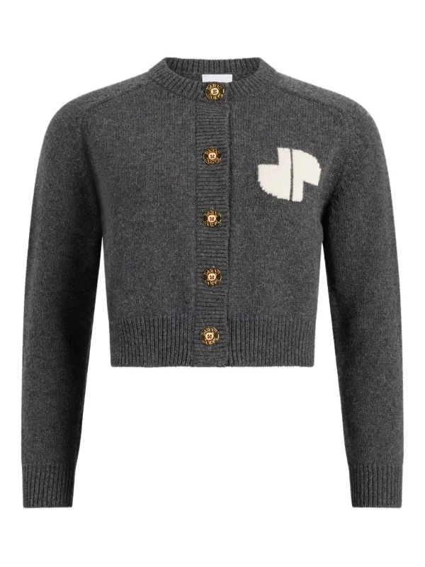 Patou Intarsia-embellished Cardigan in Grey