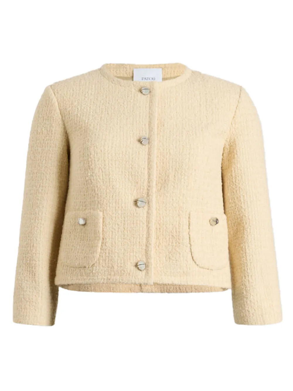 Patou Tweed Cropped Casual Jacket In Neutral