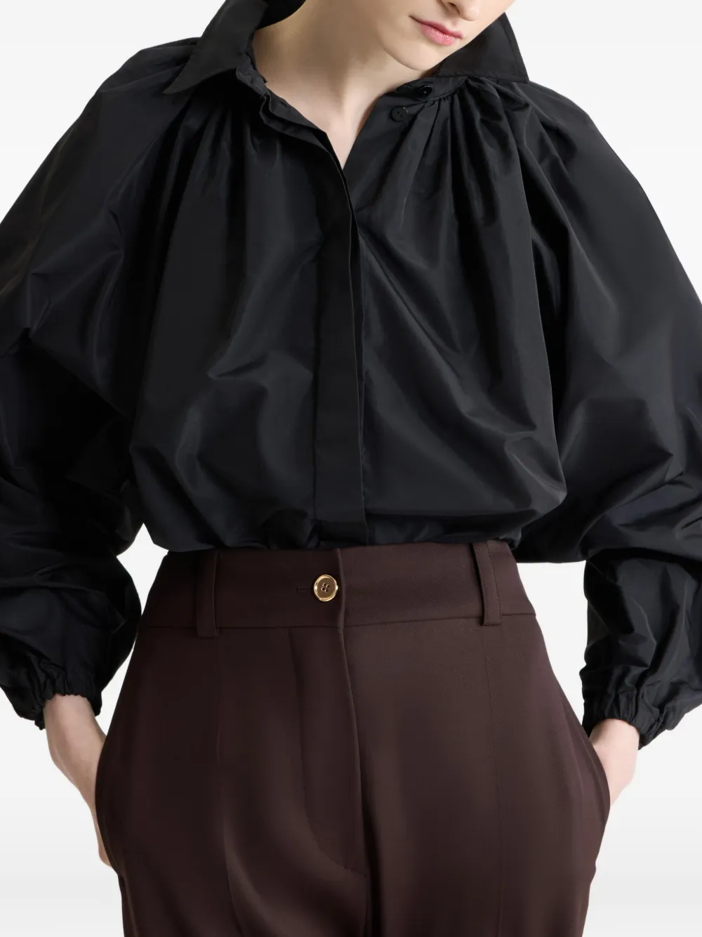 Patou Blouse met pofmouwen Zwart