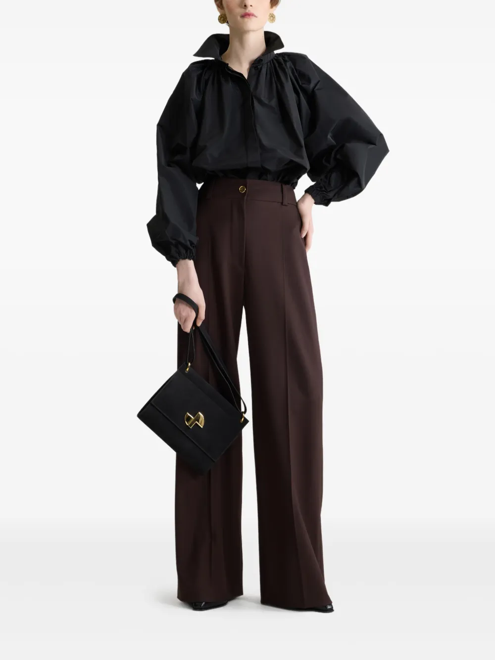 Patou Blouse met pofmouwen Zwart