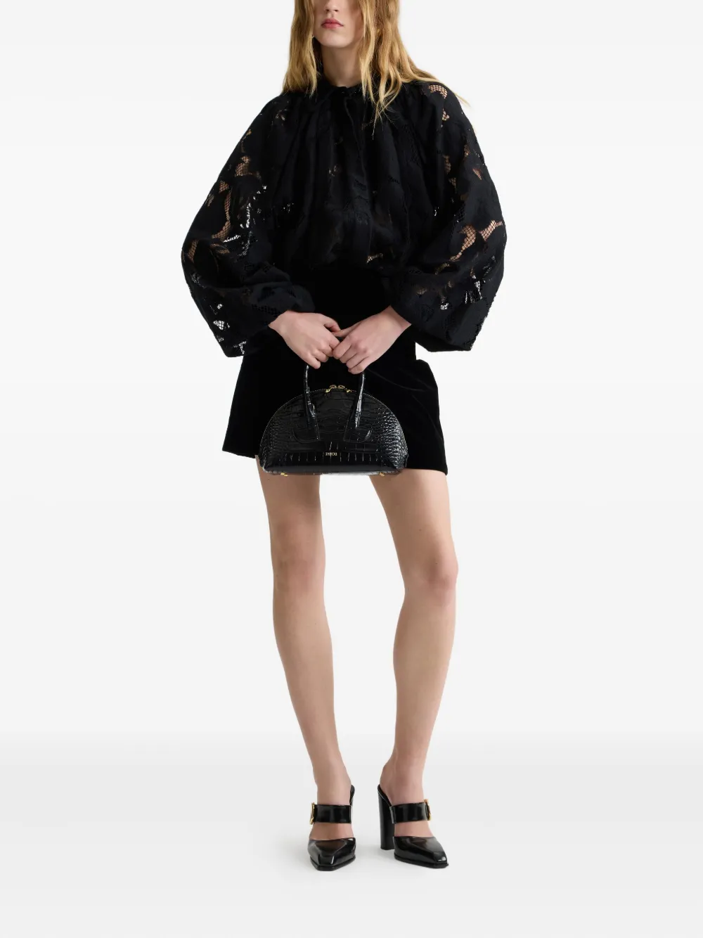 Patou Blouse met ballonmouwen Zwart