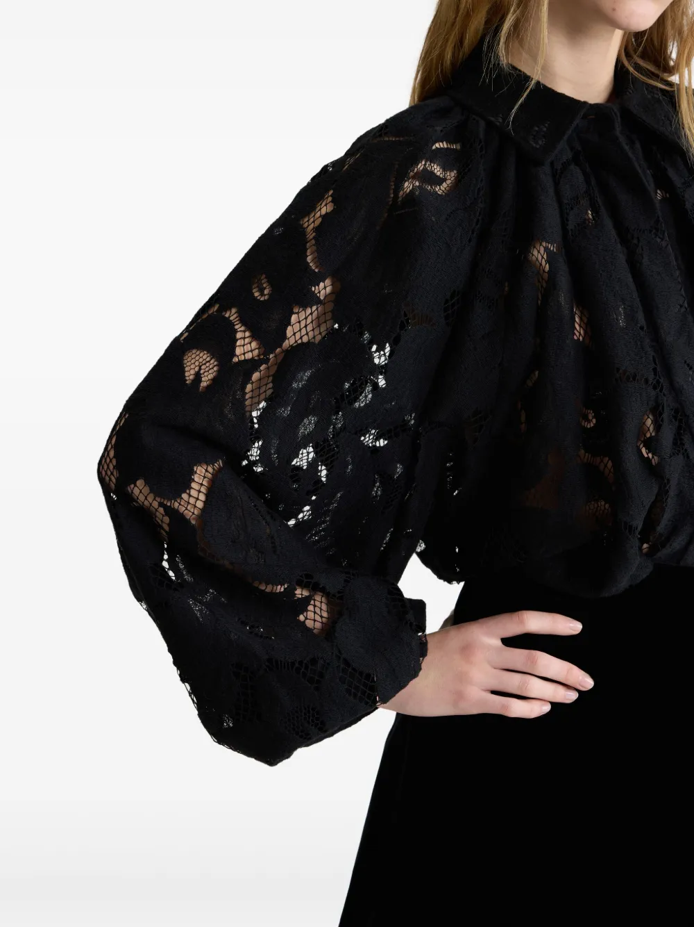 Patou Blouse met ballonmouwen Zwart