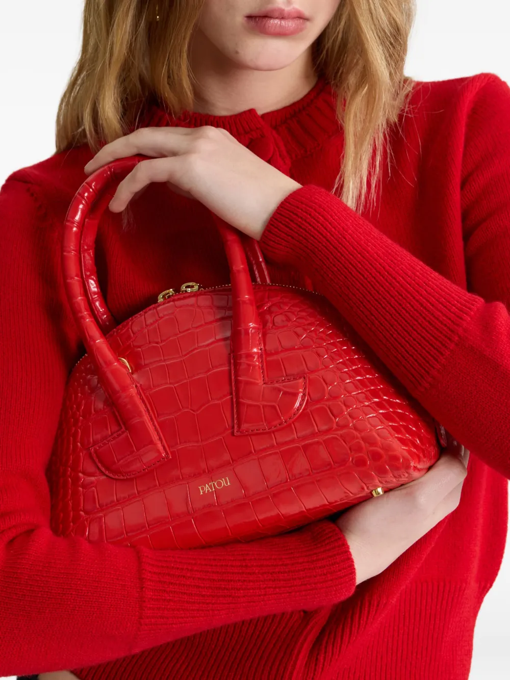 Patou Le Patou Bowling crocodile-embossed half-moon bag | Mini Bags | Image 2