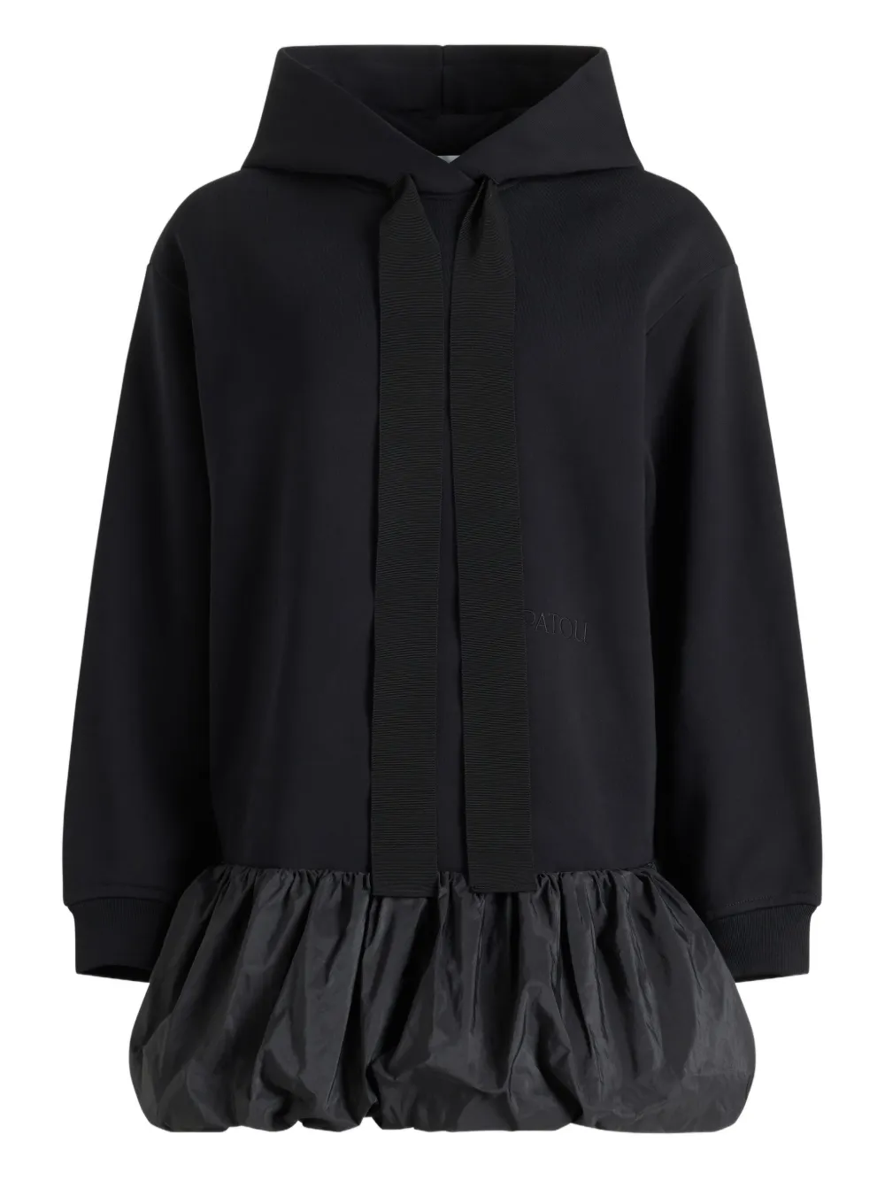 Patou Midi-jurk met ruches afwerking en hoodie Zwart