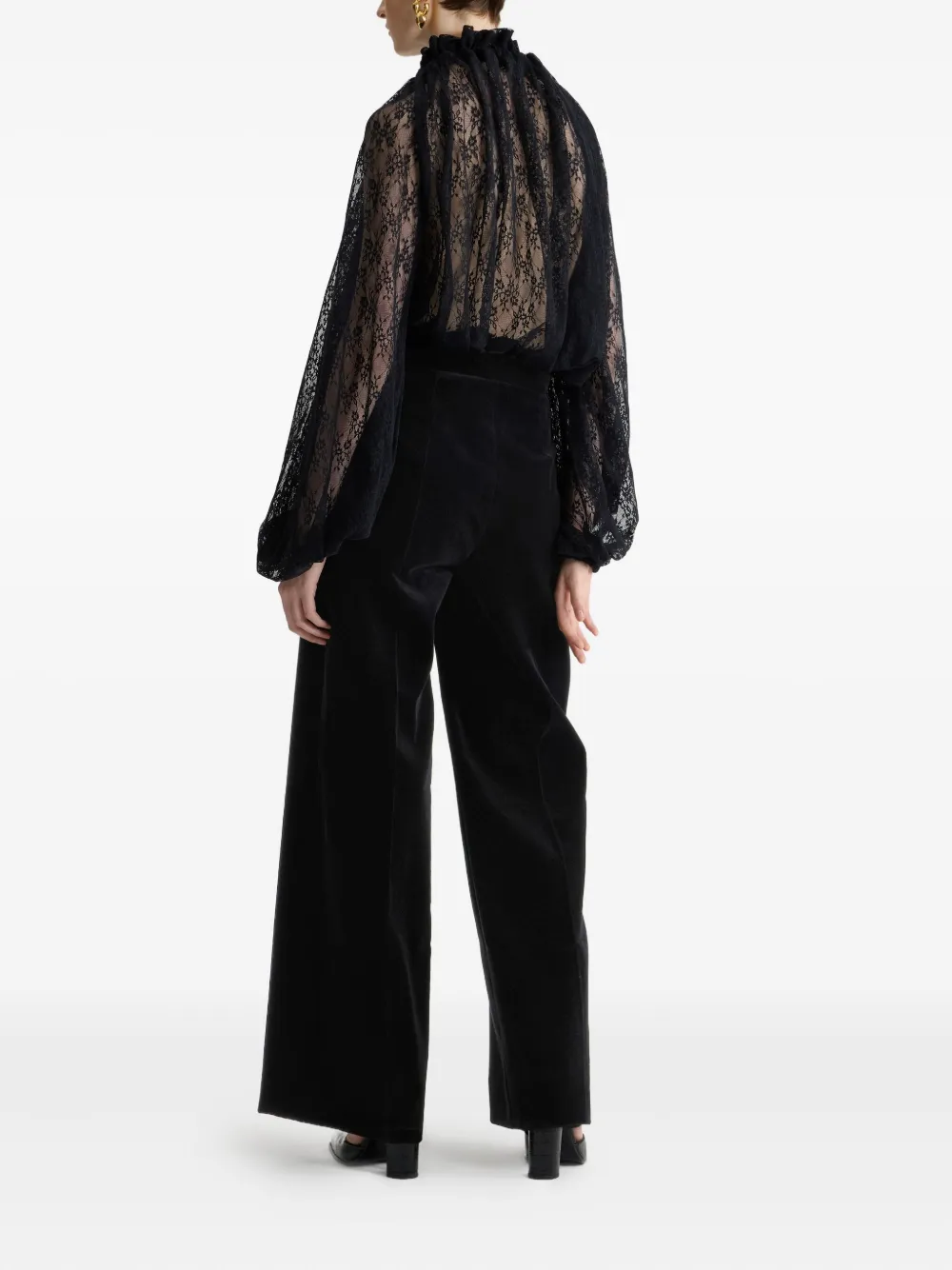 Patou Lace Drawstring Top In Black