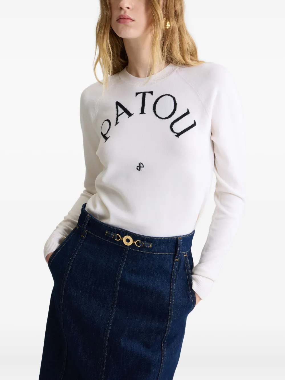 Patou Trui met geborduurd logo Wit