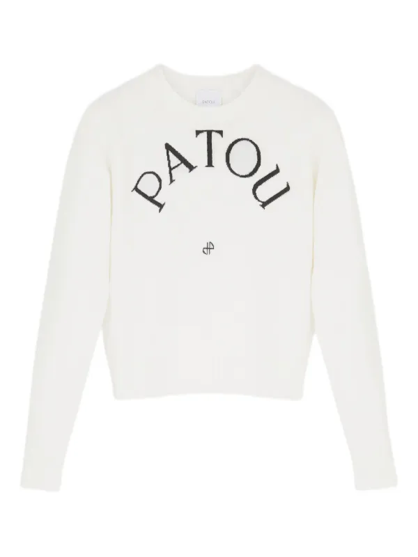 Patou Logo-embroidered Wool Sweater in White