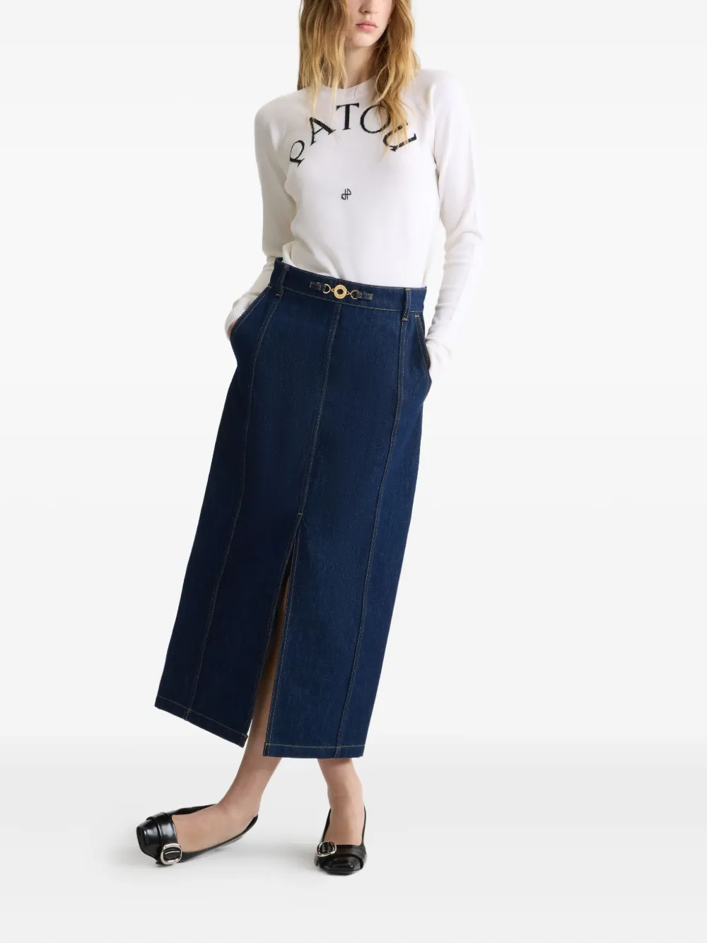 Patou Trui met geborduurd logo Wit