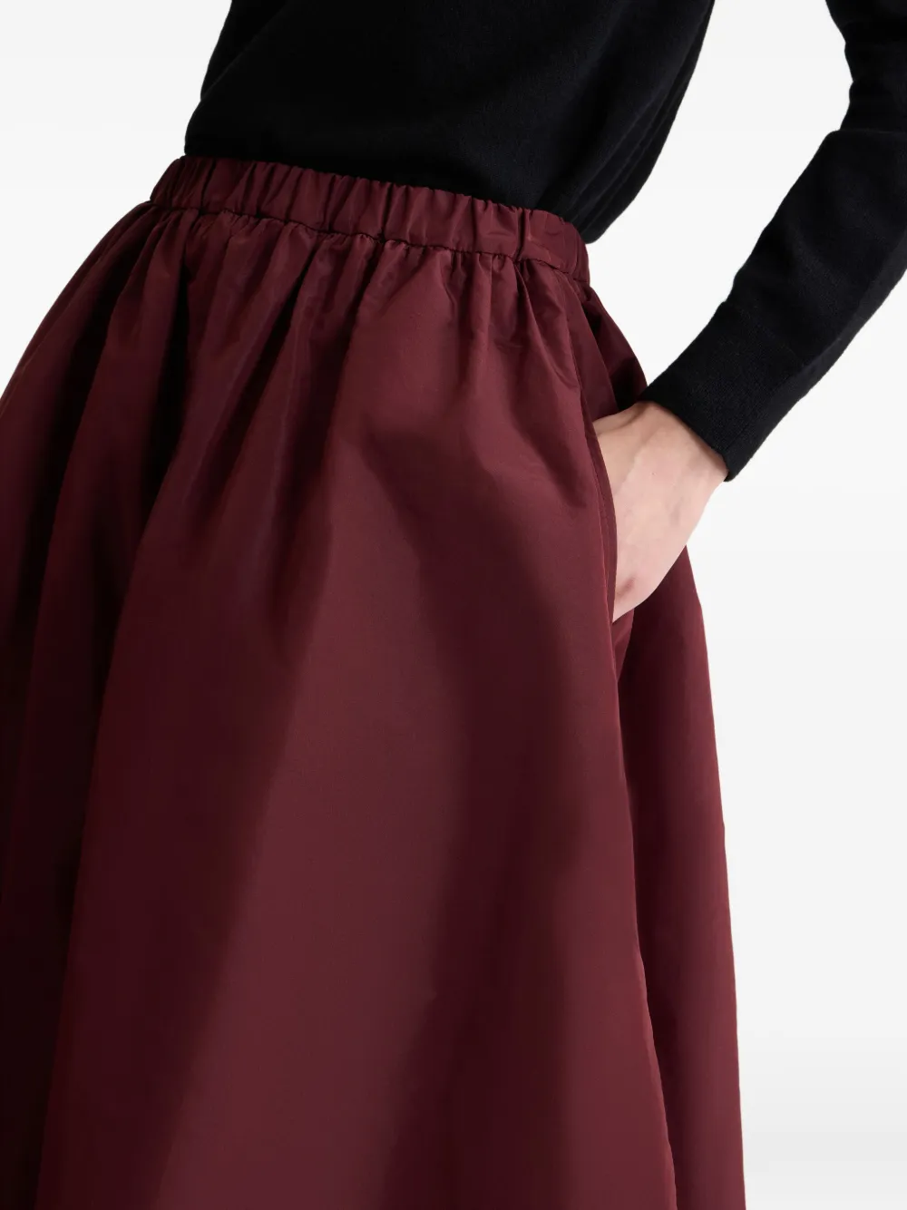 Patou Asymmetric Faille Midi Skirt In Red