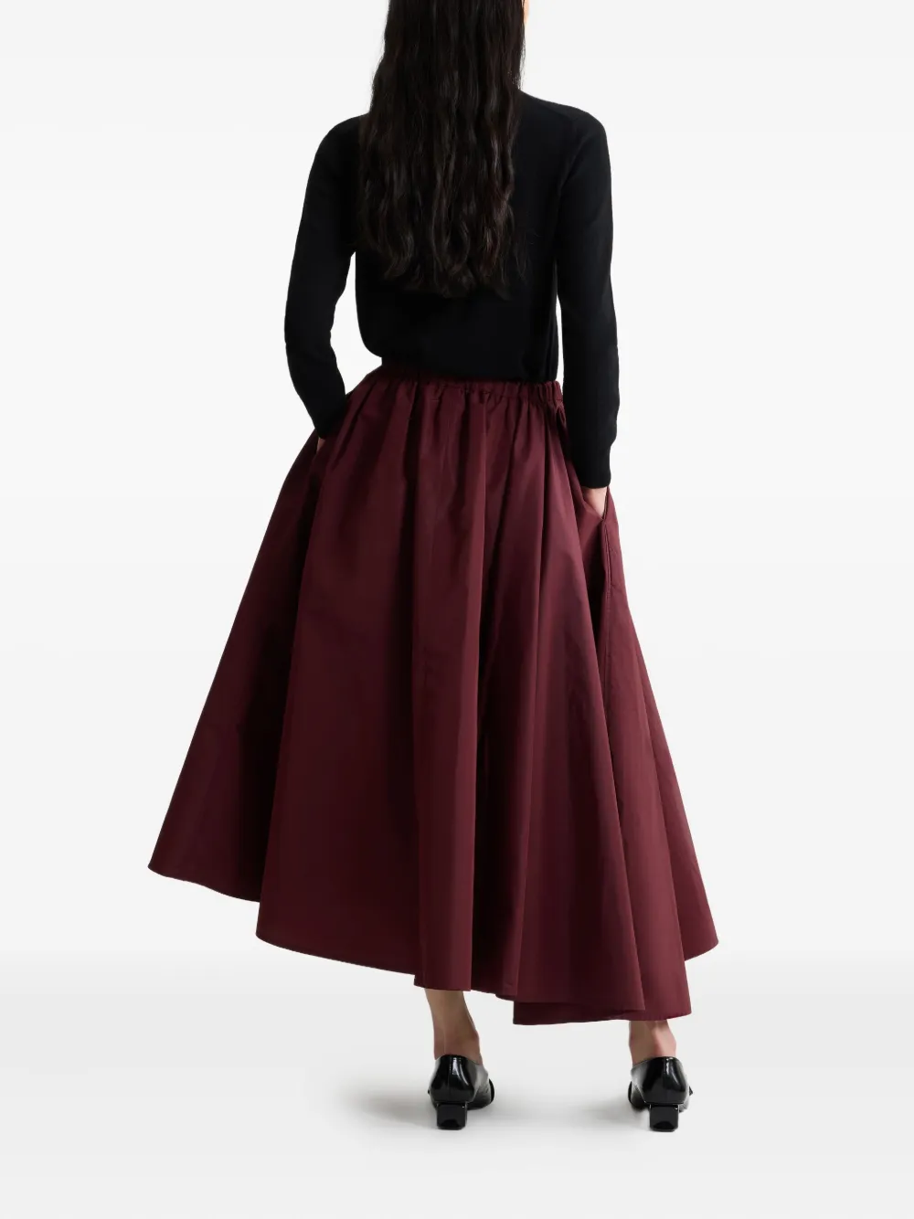 Patou Asymmetric Faille Midi Skirt In Red
