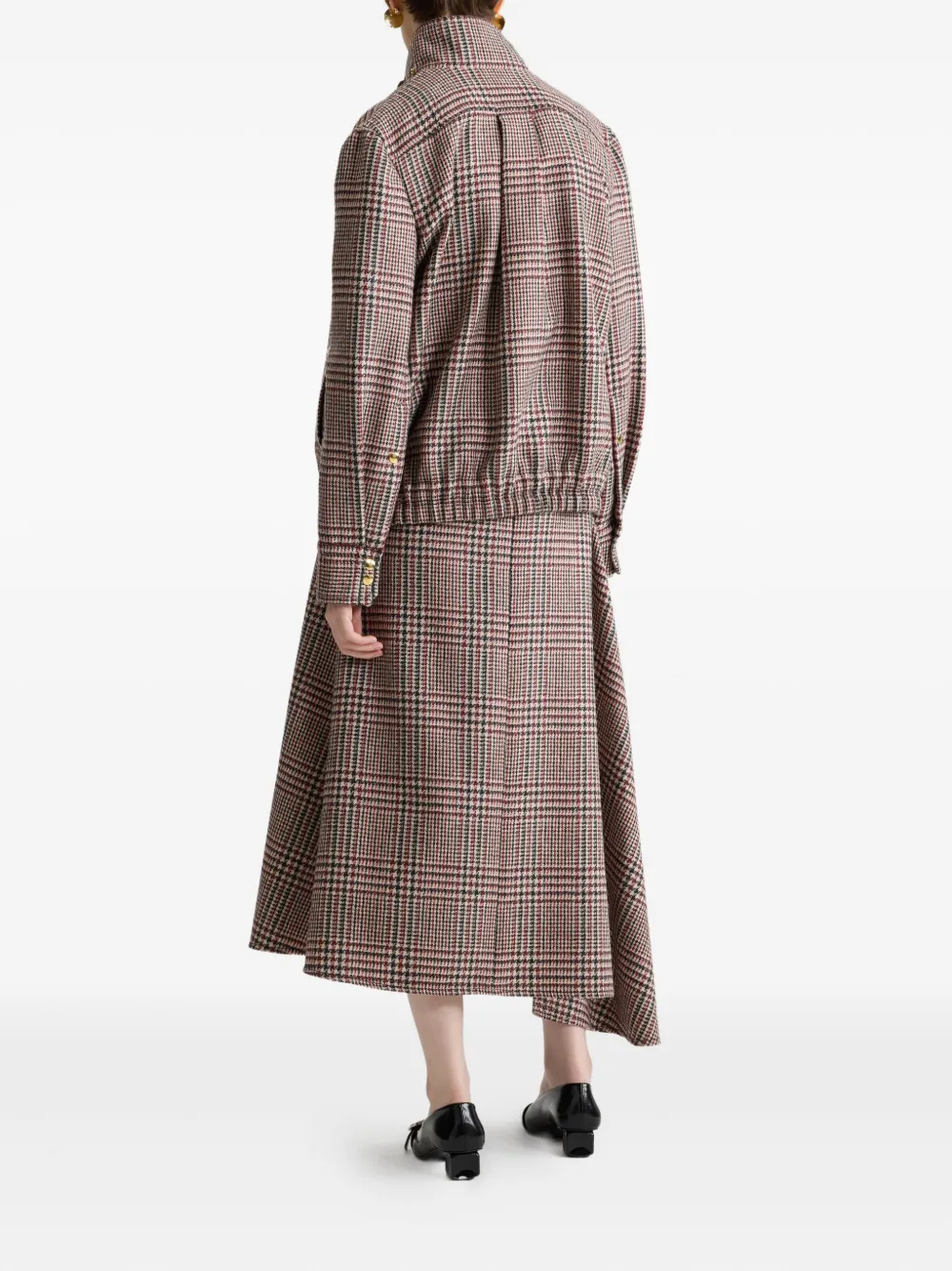 Patou High-neck Houndstooth Bomber Jacket In Red