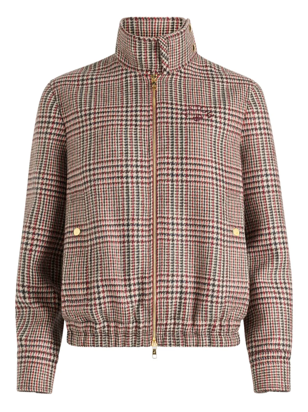 Patou High-neck Houndstooth Bomber Jacket In Red