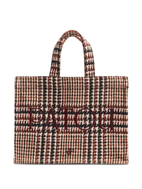 Patou logo-embroidered houndstooth tote bag