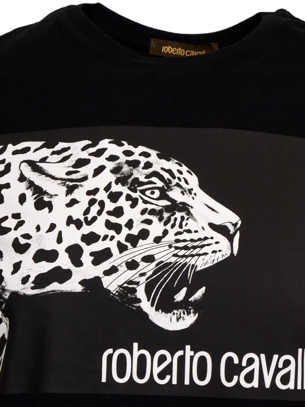 Roberto Cavalli jaguar-print T-shirt Zwart