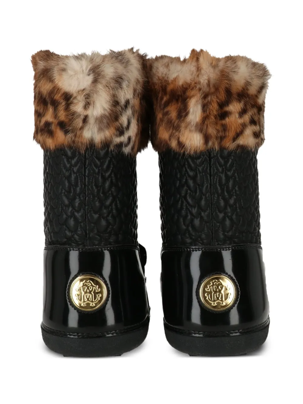 Roberto Cavalli Junior faux fur-trim boots Black