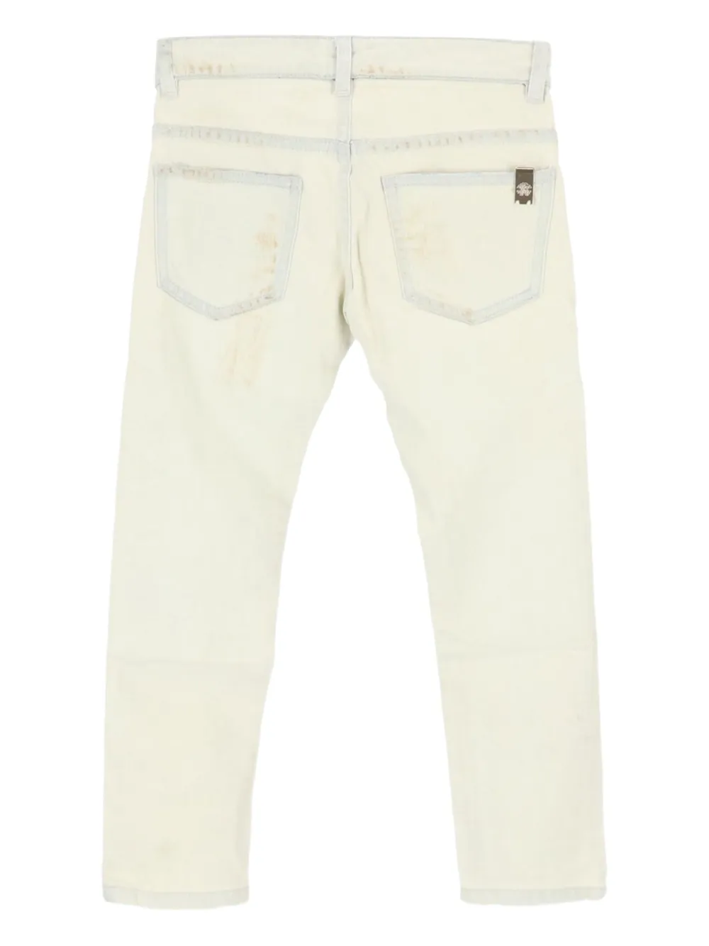 Roberto Cavalli Junior Jeans met gerafeld effect Wit
