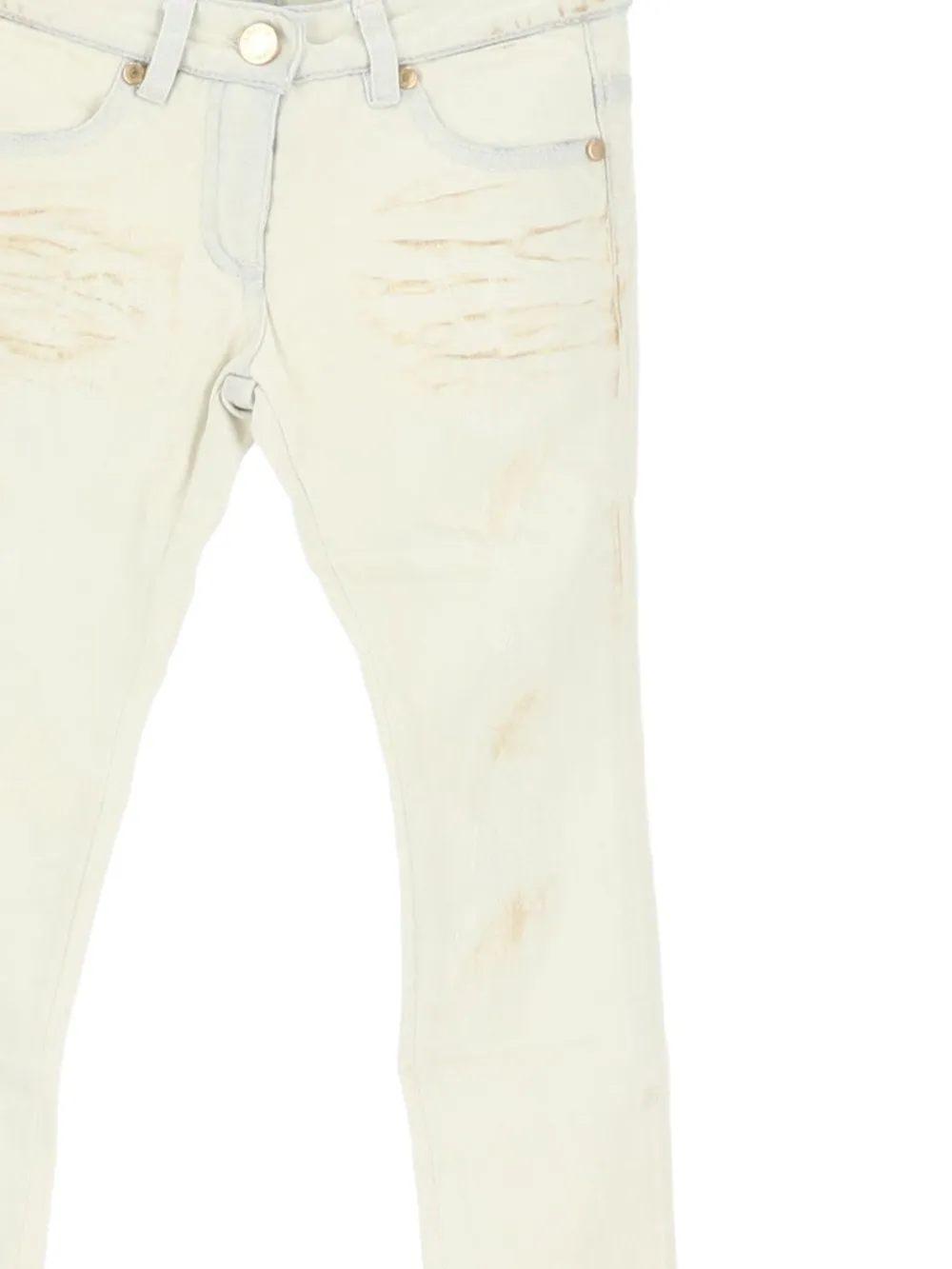 Roberto Cavalli Junior Jeans met gerafeld effect Wit