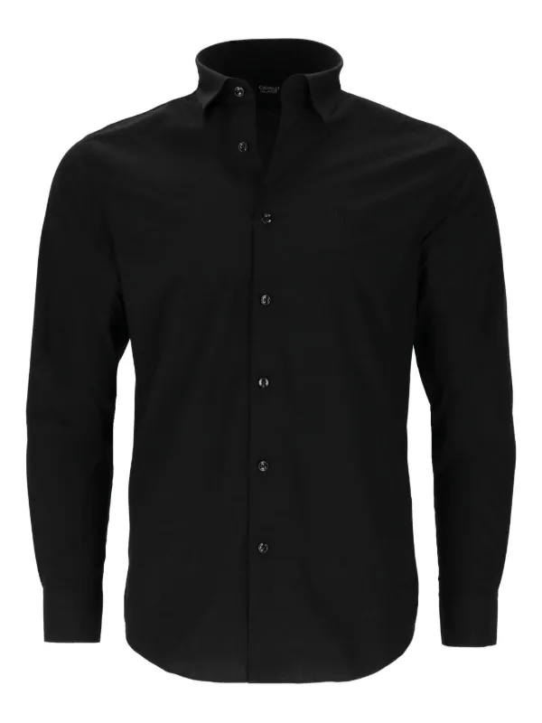 cavalli class dress shirts Cavalli Class Slim Fit Long Sleeve Trim Fit Woven Shirt in Black at Nordstrom Rack, Size 15