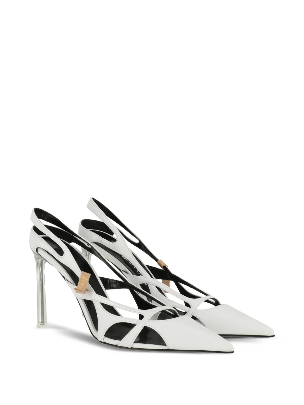 Sergio Rossi 95mm cut-out heeled pumps White