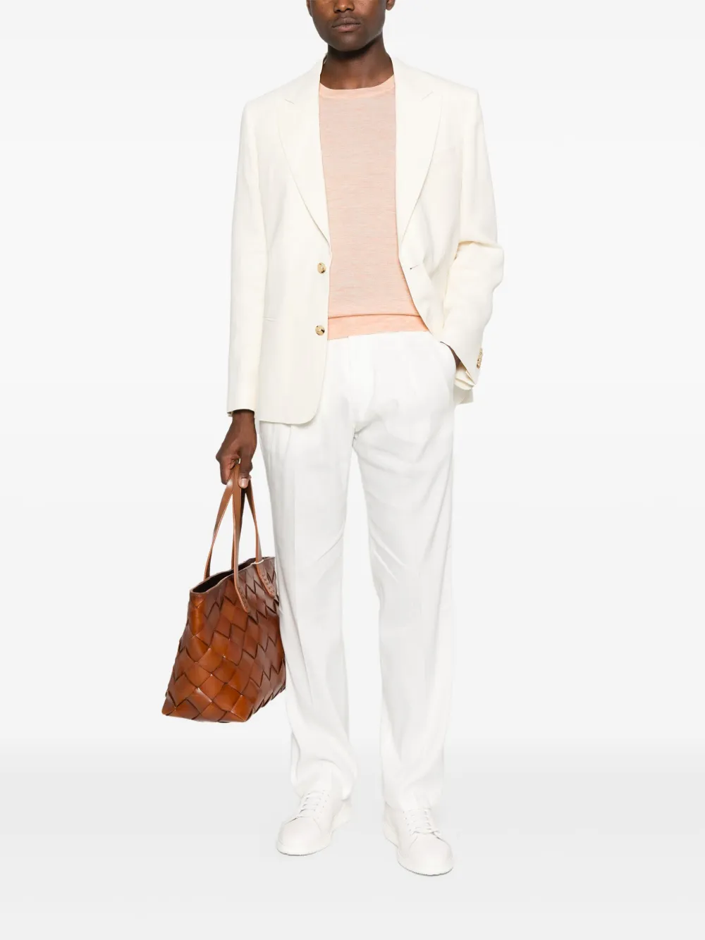 Brunello Cucinelli T-shirt van kasjmier-zijdeblend - Oranje