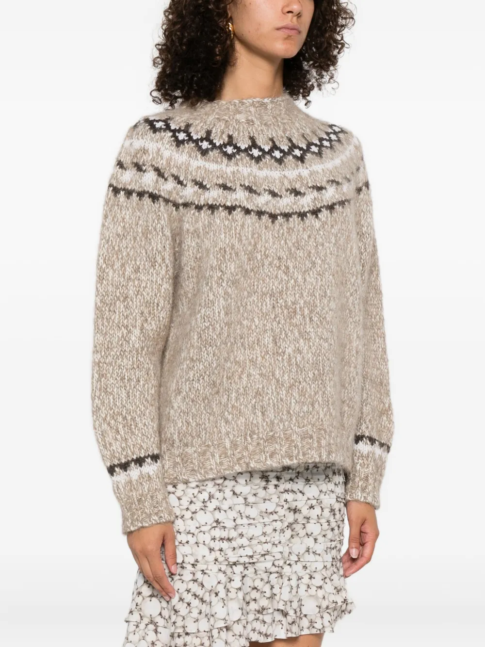 P.A.R.O.S.H. fair isle-knit crew-neck sweater Beige