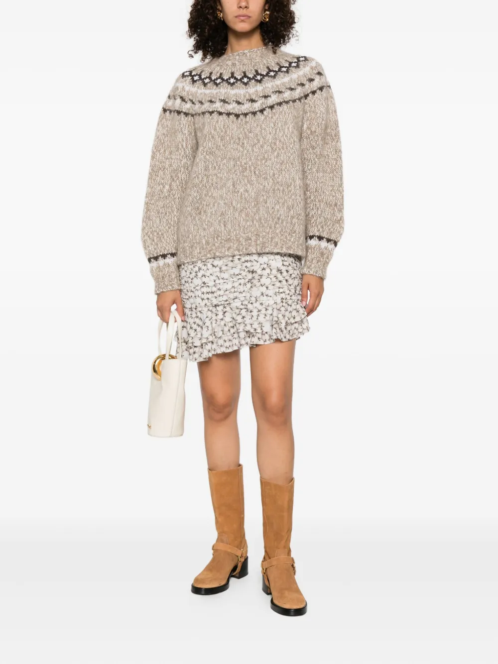 P.A.R.O.S.H. fair isle-knit crew-neck sweater Beige
