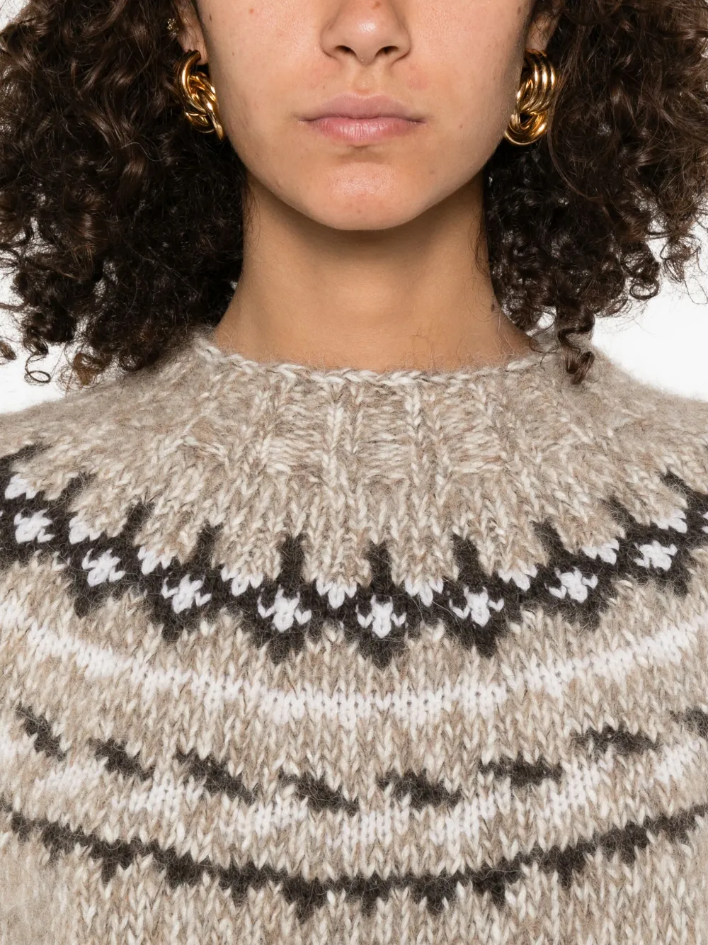 P.A.R.O.S.H. fair isle-knit crew-neck sweater Beige