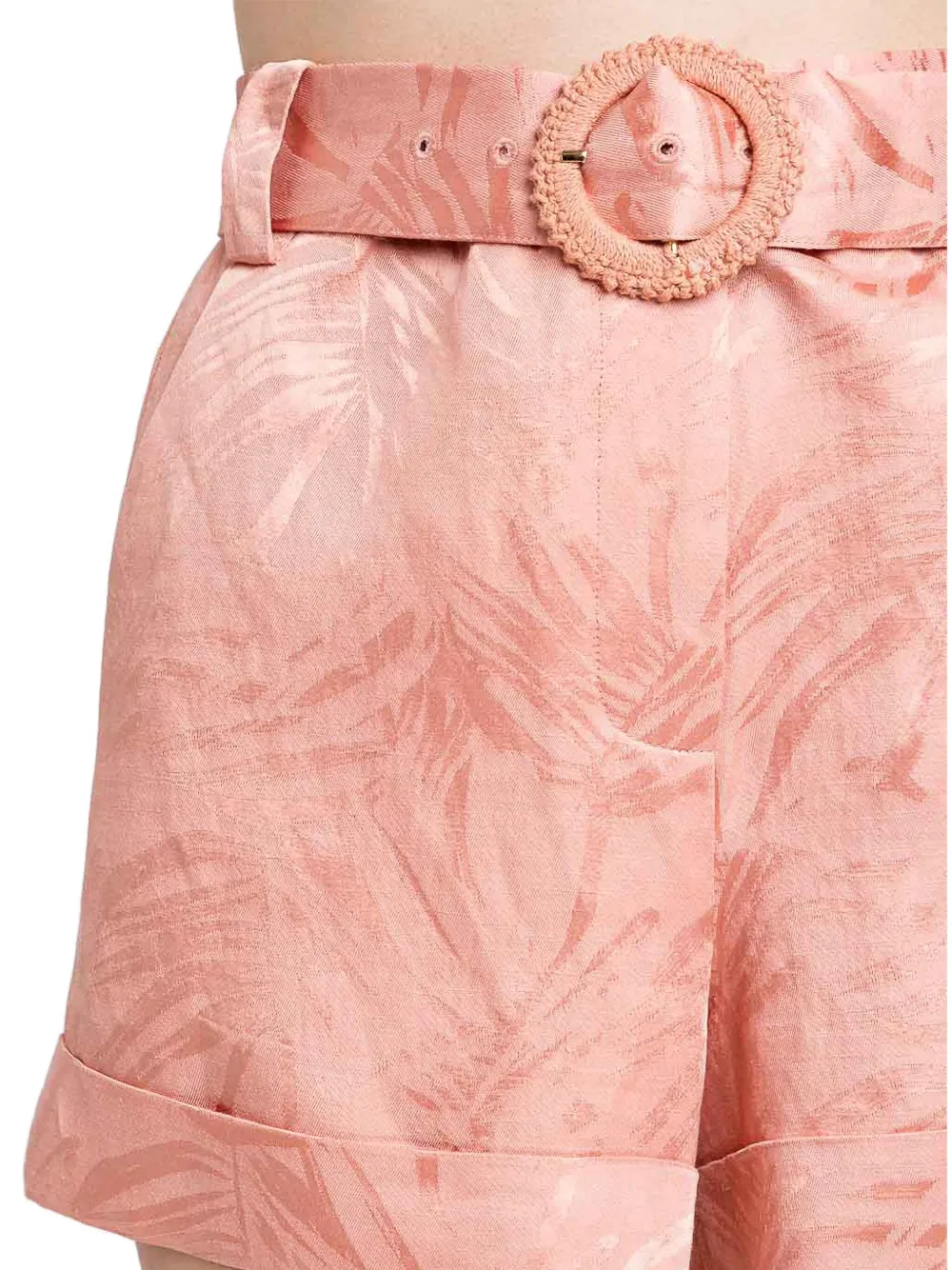 TWINSET Shorts met bladerprint en ceintuur Roze