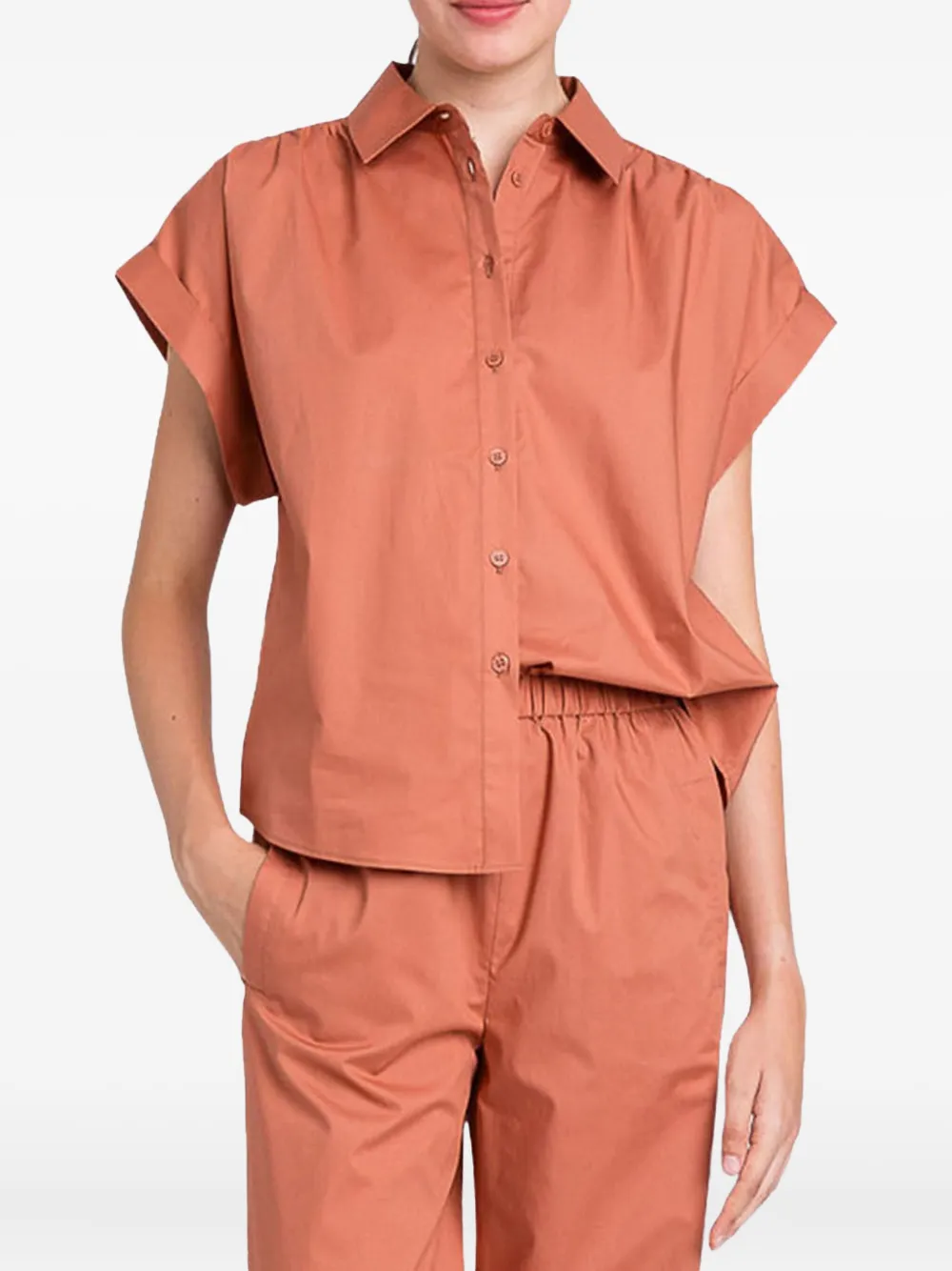 TWINSET Popeline overhemd met korte mouwen Oranje
