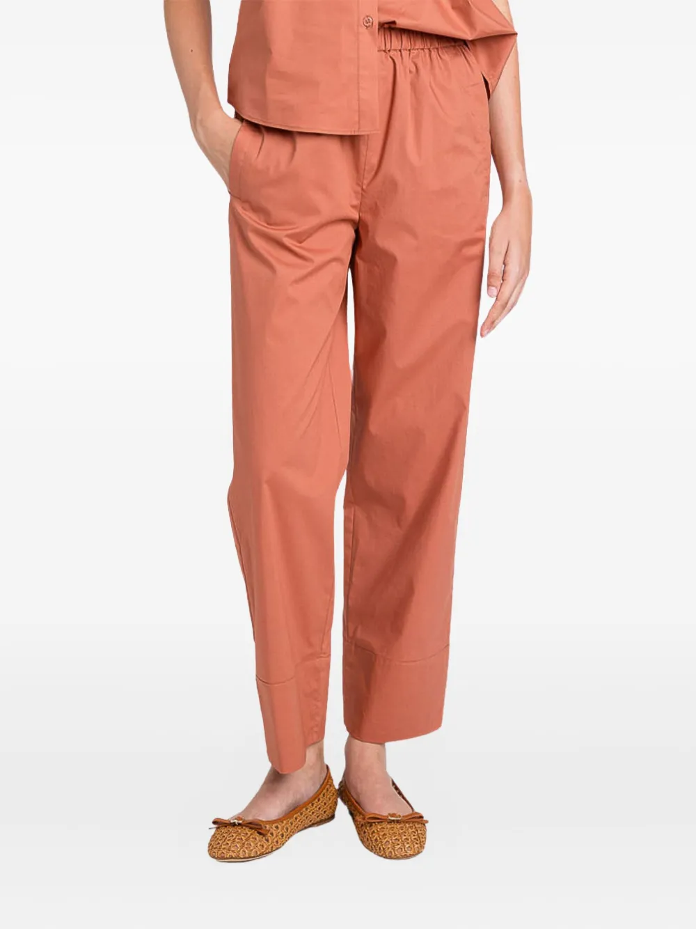TWINSET Broek met elastische taille Bruin