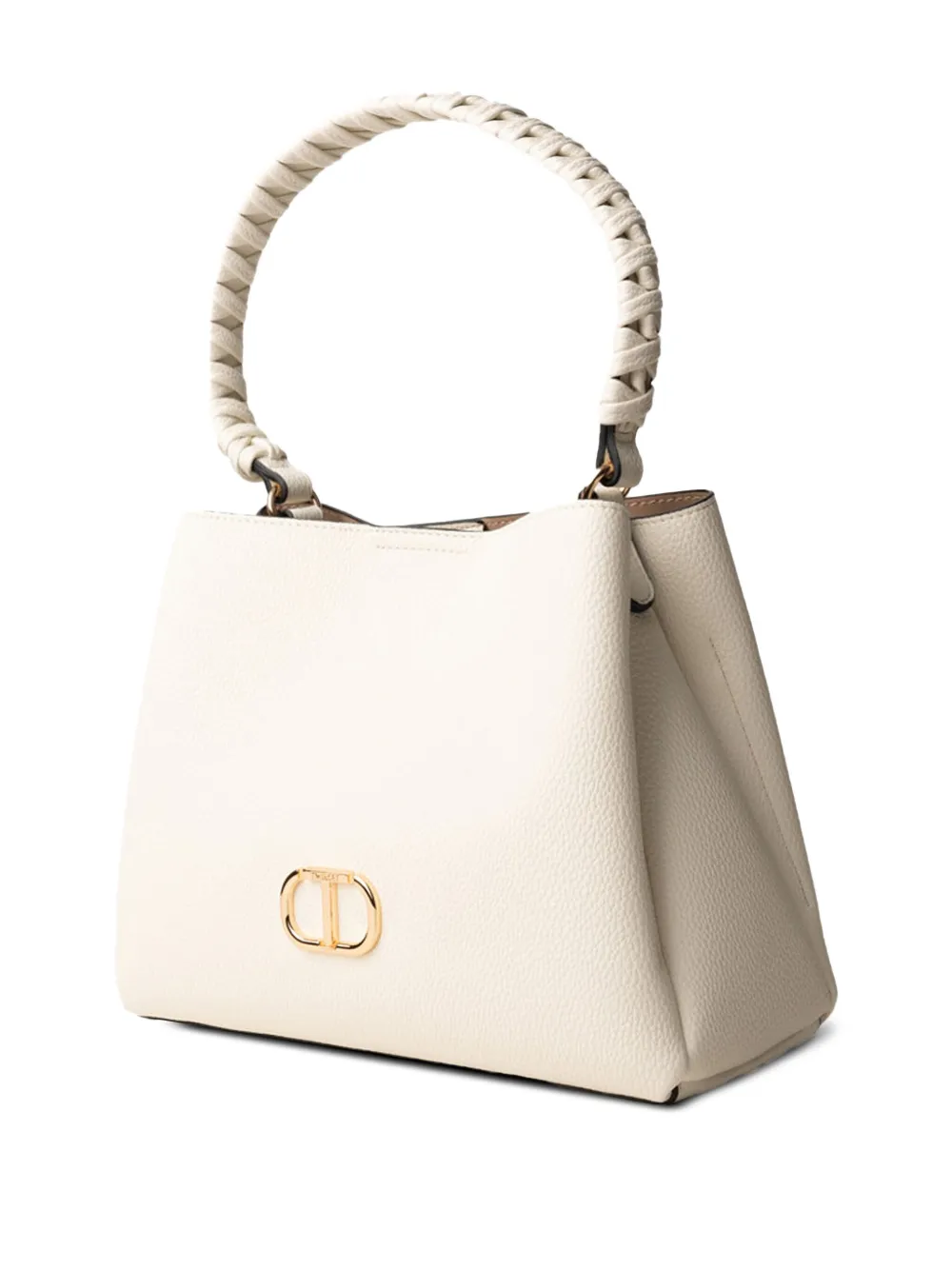 TWINSET Shopper met gevlochten handgreep Wit