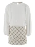 Elisabetta Franchi Kids bow-detail geometric-print mini dress - White