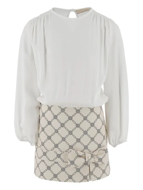 Elisabetta Franchi Kids bow-detail geometric-print mini dress