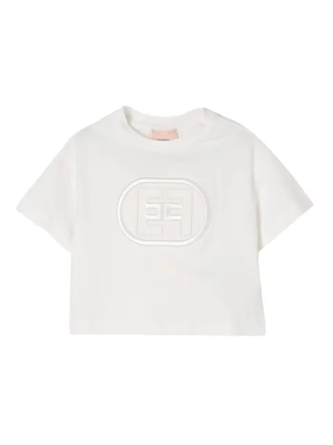 Elisabetta Franchi Kids logo-embroidered cropped T-shirt