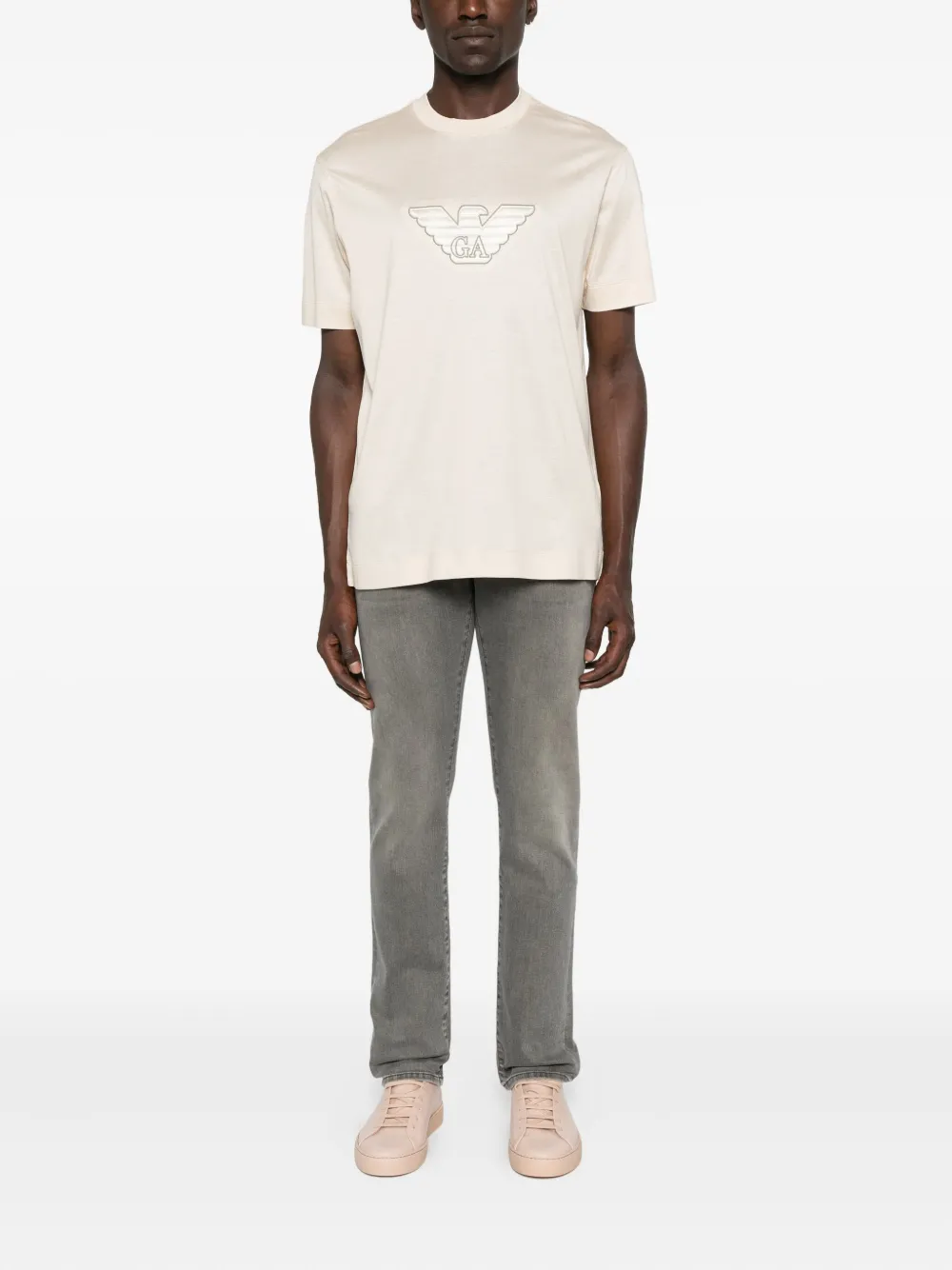 Emporio Armani T-shirt met logodetail - Beige